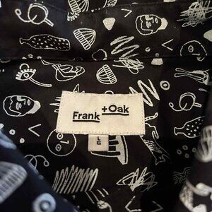 Frank + Oak Men’s Black Graphic Print Button-Down Shirt – Size L (Large)
